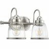 Progress Lighting Saluda Collection 2-Light Brushed Nickel Clear Glass Coastal Bath Vanity Light