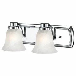 Destination Lighting Alabaster Glass 2-Light Bath Bar In Chrome