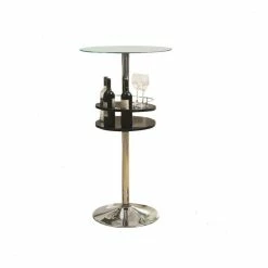 Coaster Home Furnishings Coaster Black Bar Table With Tempered Glass Top And Storage