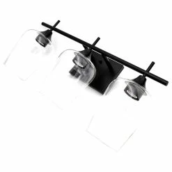A Touch Of Design 3-Light Bathroom Vanity Light With Clear Glass Shades, Dimmer Compatible, Black -home bar shop 00f181a90335f856 1622 w800 h800 b1 p0
