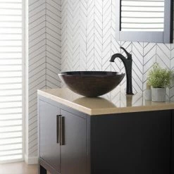 Kraus USA, Inc. Glass Vessel Sink, Bathroom Arlo Faucet, PU Drain, Mounting Ring, Oil Rub Bronze -home bar shop 01b114e403518cc4 9138 w800 h800 b0 p0