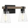 Kira Home Asher 16" Farmhouse / Bathroom Light, Funnel Glass Shades, Smoked
