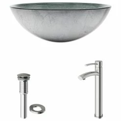 VIGO Simply Silver Glass Vessel Bathroom Sink And Milo Faucet Set -home bar shop 045153c90e9ed948 7674 w800 h800 b1 p0