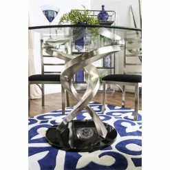 Bowery Hill Contemporary Glass Gray Finish Round Dining Table -home bar shop 0491a1690be618c2 8371 w800 h800 b0 p0