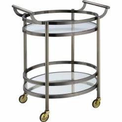 Acme Furniture Lakelyn Serving Cart - Brushed Bronze, Clear Glass