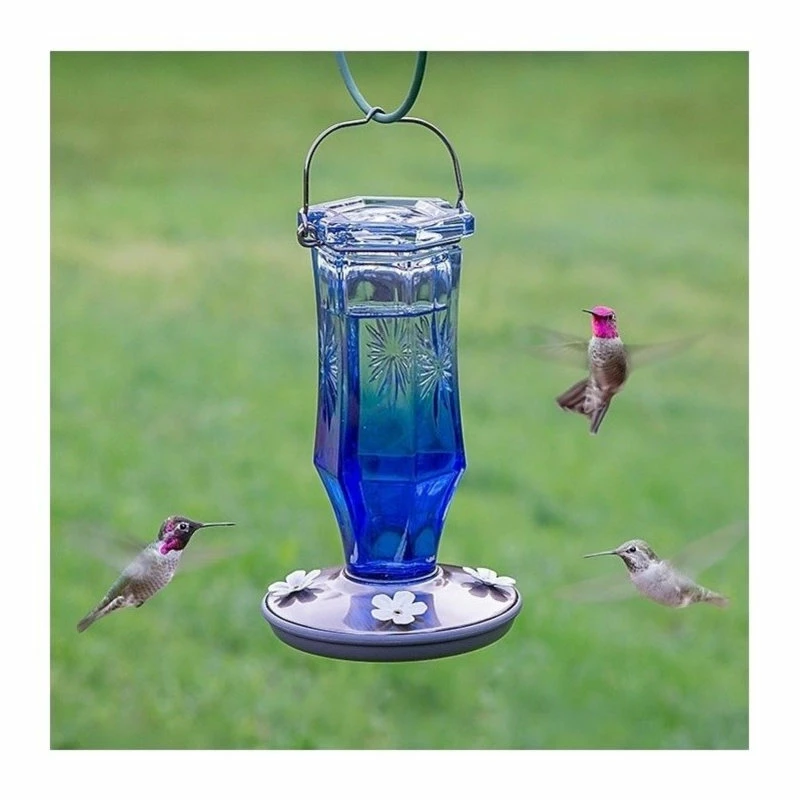 Woodstream Corp. Perky Pet Sapphire Starburst Vintage Glass Humming Bird Feeder, 16 Oz. 2 Woodstream Corp. Perky Pet Sapphire Starburst Vintage Glass Humming Bird Feeder, 16 Oz. - Image 2