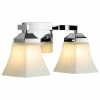 JONATHAN Y Staunton 1-Light Iron/Glass Modern Cottage LED Vanity Light, Chrome, 2-Light
