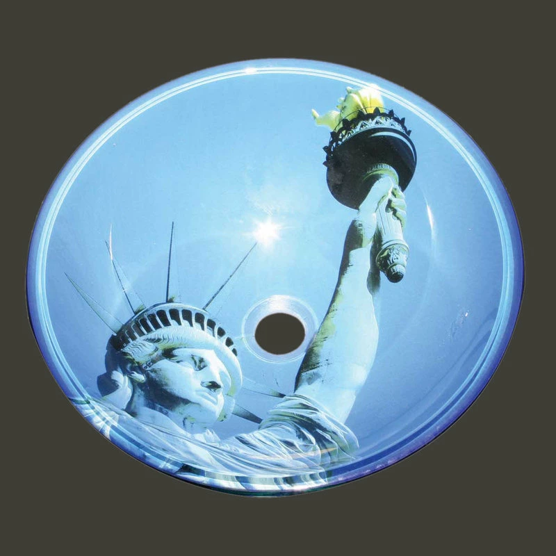 Renovators Supply Manufacturing Liberty Tempered Glass Vessel Sink With Drain, Blue Double-Layer Round Bowl Sink 2 Renovators Supply Manufacturing Liberty Tempered Glass Vessel Sink With Drain, Blue Double-Layer Round Bowl Sink - Image 2