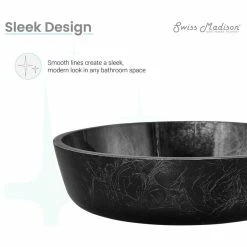 Swiss Madison Avallon 16.5" Round Glass Vessel Sink, Black -home bar shop 06d1a14101b0d552 7313 w800 h800 b1 p0