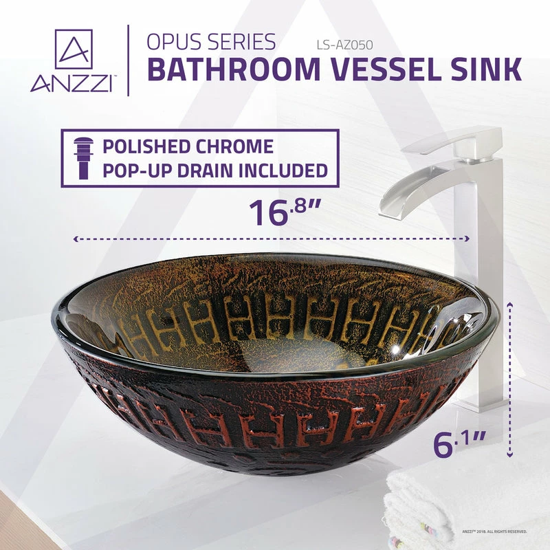 ANZZI Opus Series Deco-Glass Vessel Sink 5 ANZZI Opus Series Deco-Glass Vessel Sink - Image 5