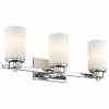 CHLOE Lighting, Inc. Scarlett 3-Light Chrome Finish Bath Vanity-Light Etched White Glass 22"