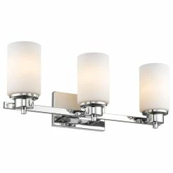 CHLOE Lighting, Inc. Scarlett 3-Light Chrome Finish Bath Vanity-Light Etched White Glass 22"