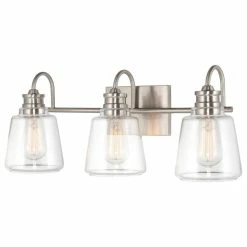 Kira Home Carmine 23" Bathroom / Light, Glass Conic Shades, Brushed Nickel