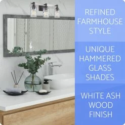 Kira Home Ashland 23.5" Farmhouse Bathroom / Light, Hammered Glass Shades, White 10 Kira Home Ashland 23.5" Farmhouse Bathroom / Light, Hammered Glass Shades, White -home bar shop 08713c4d02318d8f 8462 w800 h800 b0 p0
