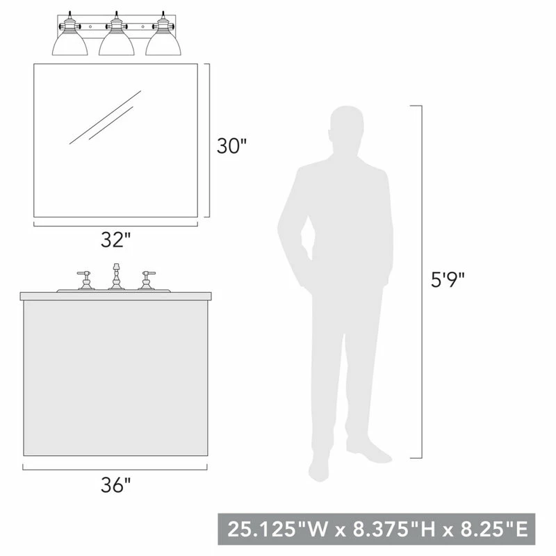 Golden Lighting Hines 3-Light Bath Vanity, Rubbed Bronze, Seeded Glass 5 Golden Lighting Hines 3-Light Bath Vanity, Rubbed Bronze, Seeded Glass - Image 5
