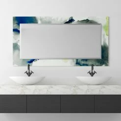 Empire Art Direct "Ephemeral" Beveled Mirror On Printed Abstarct Tempered Art Glass, 54"x28" -home bar shop 08f190f501e7b777 9054 w800 h800 b0 p0