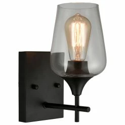 Ecopower Light LLC Farmhouse Bathroom Vanity Lights Clear Glass Sconces, Matte Black, Single -home bar shop 09313e560feaf0cd 6477 w800 h800 b1 p0