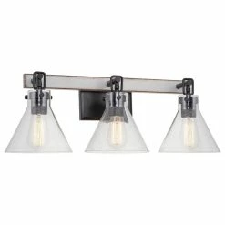 Kira Home Anza 25" Farmhouse / Bathroom Light, Conic Seeded Glass Shades, White