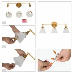 LALUZ 3-Light Antique Brushed Gold Modern Vanity Light With Frosted Glass Shade -home bar shop 09c19b30008a1c03 5941 w800 h800 b1 p0