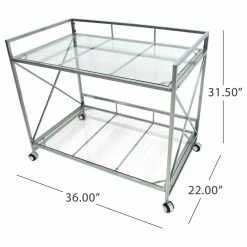 GDFStudio GDF Studio Danae Industrial Modern Iron And Glass Bar Cart, Silver -home bar shop 09c19c6401d6ab01 2558 w800 h800 b1 p0