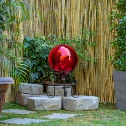 Alpine Corporation 10" Diameter Indoor/Outdoor Glass Gazing Globe Yard Decoration, Red