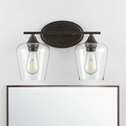 JONATHAN Y Jayne 1-Light Iron/Glass Cottage LED Vanity Light, Oil Bronze, Width: 15.75" 15 JONATHAN Y Jayne 1-Light Iron/Glass Cottage LED Vanity Light, Oil Bronze, Width: 15.75" -home bar shop 0a8124610f7630a9 0360 w800 h800 b0 p0