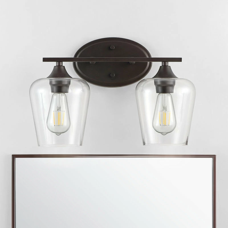 JONATHAN Y Jayne 1-Light Iron/Glass Cottage LED Vanity Light, Oil Bronze, Width: 15.75" 5 JONATHAN Y Jayne 1-Light Iron/Glass Cottage LED Vanity Light, Oil Bronze, Width: 15.75" - Image 5