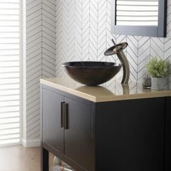 Kraus USA, Inc. Glass Vessel Sink, Bathroom Waterfall Faucet, PU Drain, Mount Ring, Nickel 11 Kraus USA, Inc. Glass Vessel Sink, Bathroom Waterfall Faucet, PU Drain, Mount Ring, Nickel -home bar shop 0ad1d0bc03518ca1 9077 w800 h800 b0 p0