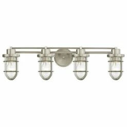 Destination Lighting Seeded Glass Bathroom Light Satin Nickel Cage 4 Lt