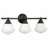 Vaxcel Huntley 1-Light Vanity, Oil Rubbed Bronze, White Milk Glass, 3-Light