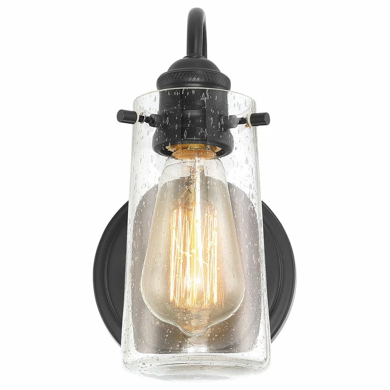 Kira Home Rayne 9.5" 1-Light Wall Sconce/Bathroom Light, Seeded Glass + Black 2 Kira Home Rayne 9.5" 1-Light Wall Sconce/Bathroom Light, Seeded Glass + Black - Image 2