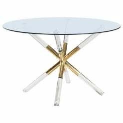 The Helios Dining Table, 48", Glass And Acrylic, Modern, Round