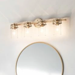 Kichler Brinley 32.5" 4 Light Vanity Light, Clear Glass, Champagne Bronze -home bar shop 0d318aba03bc5c2d 1976 w800 h800 b0 p0
