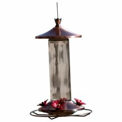 We Love Hummingbirds Brushed Metal And Glass Hummingbird Feeder