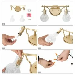 LALUZ 2-Light Matte Gold Modern Vanity Bathroom Vanity Light With Clear Glass -home bar shop 0d7162c903108666 9692 w800 h800 b1 p0