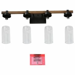 LNC Lighting LNC Farmhouse Black Bathroom Vanity Light With Seeded Glass, 4-Light -home bar shop 0d91816102639ed1 6567 w800 h800 b1 p0