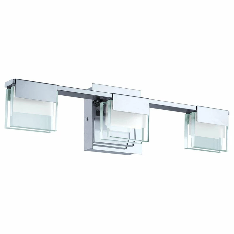 EGLO USA Vicino, 3 Light LED Bath/Vanity Light, Chrome, Clear/Satin Glass Shades 1 EGLO USA Vicino, 3 Light LED Bath/Vanity Light, Chrome, Clear/Satin Glass Shades