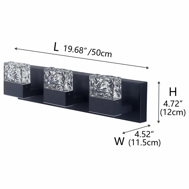 Aiwen 3-Light Vintage Shaped Glass Wall Light Bathroom Vanity Lighting Fixture, Black 5 Aiwen 3-Light Vintage Shaped Glass Wall Light Bathroom Vanity Lighting Fixture, Black - Image 5