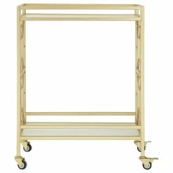 Inspired Home Ambrocio Bar Cart, Casters/2 Locking, Glass Shelves, Gold/White -home bar shop 0e61a51f0e9f6c85 6555 w800 h800 b1 p0
