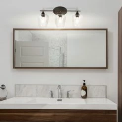 JONATHAN Y Jayne 1-Light Iron/Glass Cottage LED Vanity Light, Oil Bronze, Width: 23" -home bar shop 0e61b9d103c9bd35 0375 w800 h800 b0 p0