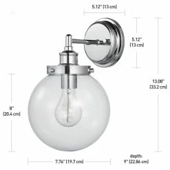 Globe Electric Milan 1-Light Chrome Wall Sconce Clear Glass Shade Vintage Edison Incescent 8 Globe Electric Milan 1-Light Chrome Wall Sconce Clear Glass Shade Vintage Edison Incescent -home bar shop 0e9100ef0f7648e6 3430 w800 h800 b1 p0