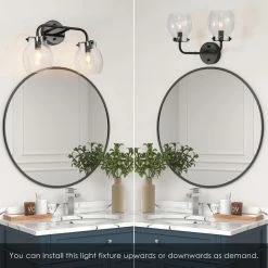 LNC Lighting LNC Modern 2-Light Black Bathroom Vanity Light With Globe Glass Shade -home bar shop 0ea15fbe033506e1 9858 w800 h800 b0 p0