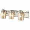 Destination Lighting Industrial Mercury Glass 3-Light Bath Bar In Satin Nickel