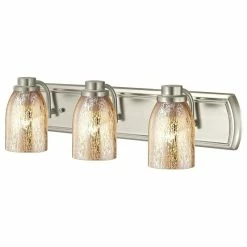 Destination Lighting Industrial Mercury Glass 3-Light Bath Bar In Satin Nickel