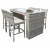 TKClassics TKC Fairmont 7 Piece Glass Top Patio Pub Set In Vanilla Cream