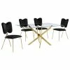 Best Quality Furniture Rectangle 60" X 38" 5pc Clear Glass Dining Set With Black Chairs
