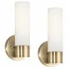 Kira Home Sol 10" Wall Sconce, Frosted Glass Shade, For Bathroom/, (2)