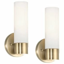 Kira Home Sol 10" Wall Sconce, Frosted Glass Shade, For Bathroom/, (2)
