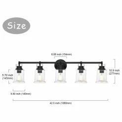 Decor Love Modern Farmhouse Vanity Lighting, Matte Black Frame With 5 Classic Glass Shade -home bar shop 10116f0d01c06c60 1932 w800 h800 b1 p0