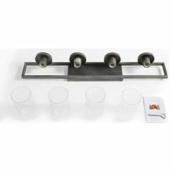 LALUZ 4-Light Brushed Gray Transitional Bathroom Vanity Light With Clear Glass -home bar shop 10b1edff030f3f16 1646 w800 h800 b1 p0